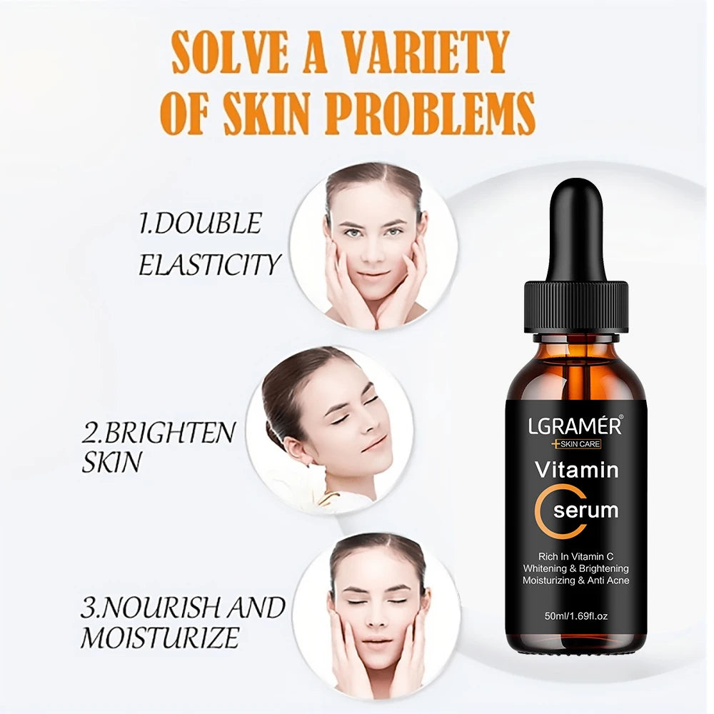 Vitamin C Facial Essence Contains Hyaluronic Acid Dark Spot Remover Moisturizing Repair Anti-aging Essence Facial Skin Care 50ml