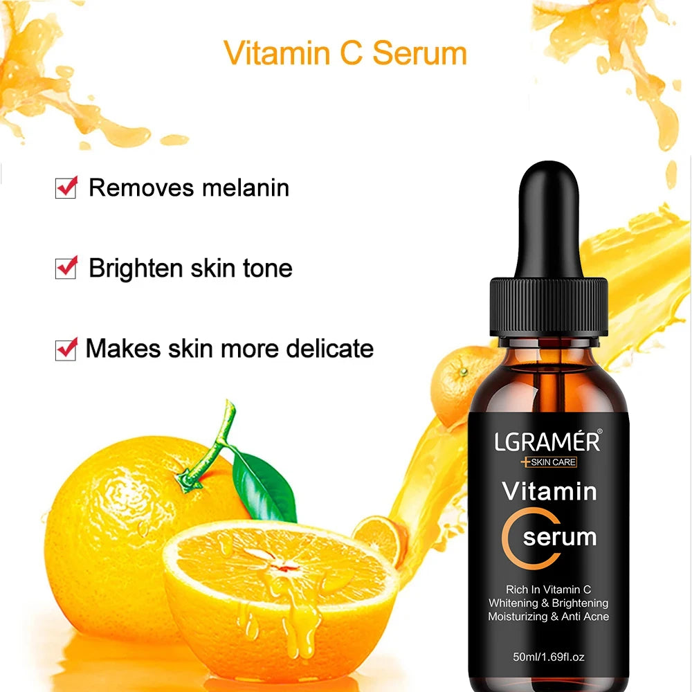 Vitamin C Facial Essence Contains Hyaluronic Acid Dark Spot Remover Moisturizing Repair Anti-aging Essence Facial Skin Care 50ml