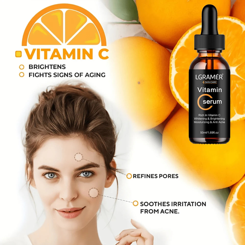 Vitamin C Facial Essence Contains Hyaluronic Acid Dark Spot Remover Moisturizing Repair Anti-aging Essence Facial Skin Care 50ml