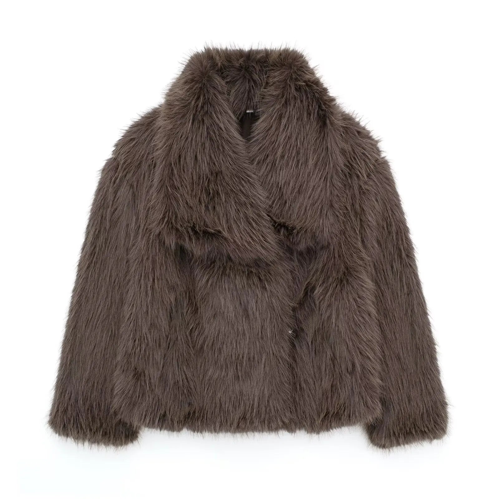 faux fur jacket, cropped jacket, womens winter coat, elegant outerwear, cozy fur jacket, stylish winter jacket, lapel collar coat, animal-friendly fashion, warm jacket, autumn fashion