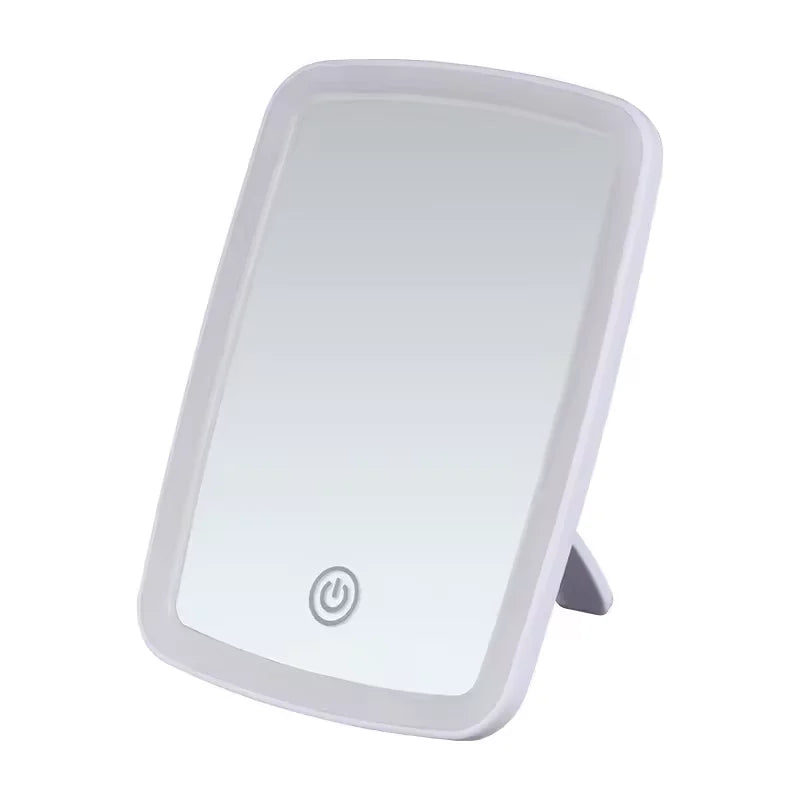 led makeup mirror, portable vanity mirror, travel makeup mirror, folding mirror, compact lighted mirror, touch screen mirror, usb powered mirror, desktop mirror, light up mirror, battery operated mirror
