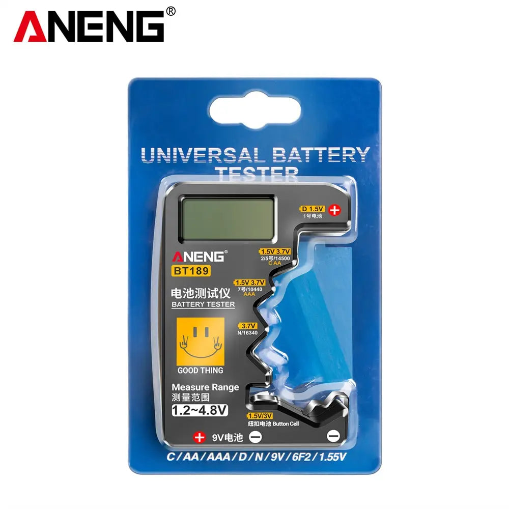 battery tester, lcd battery checker, universal battery tester, aa aaa battery tester, 9v battery tester, button cell tester, no power battery tester, home battery tool, battery level indicator, compact battery checker