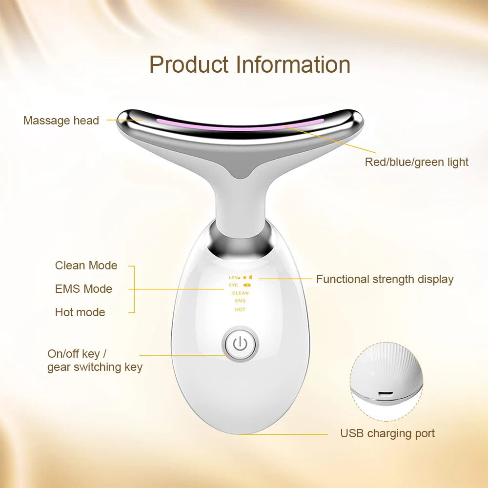 Facial Massager EMS Facial Microcurrent Anti-aging Facial Massager Red Light Therapy Skin Tightening Neck Face Lifting Massager