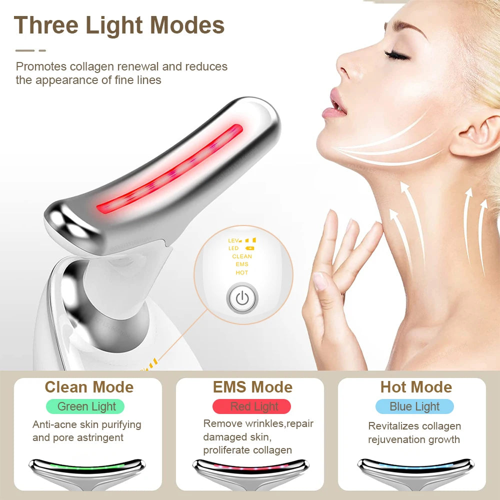 ems facial massager, microcurrent device, face lifting tool, red light therapy, anti aging massager, skin tightening device, rechargeable face tool, portable facial device, vibration face massager, beauty device