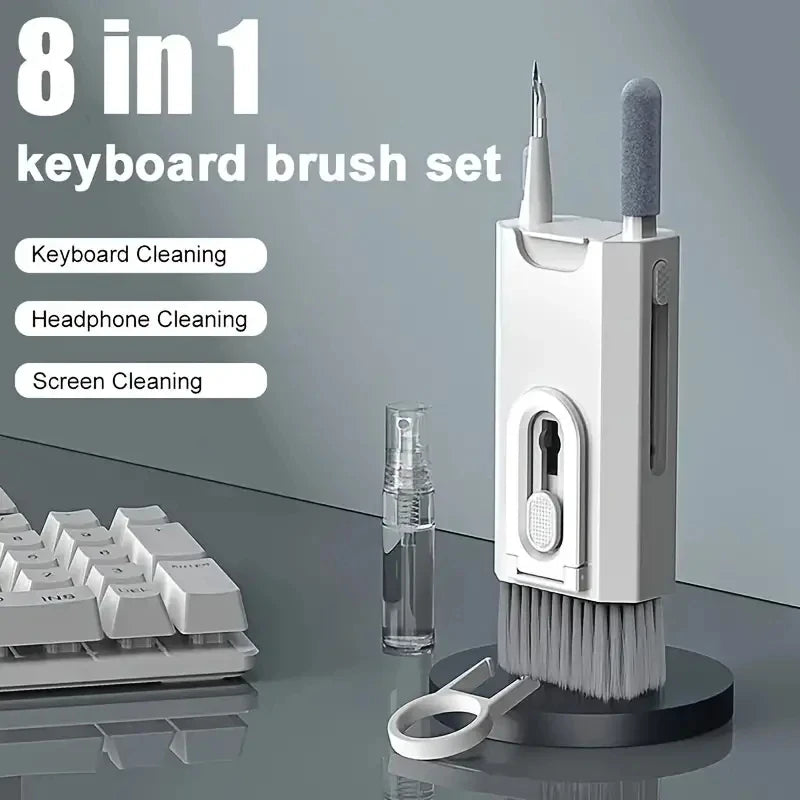 electronics cleaning kit, 8 in 1 cleaning tool, gadget cleaning set, keyboard cleaning kit, screen cleaner brush, phone cleaning kit, reusable tech cleaner, compact cleaning kit, device maintenance kit, portable electronics brush set
