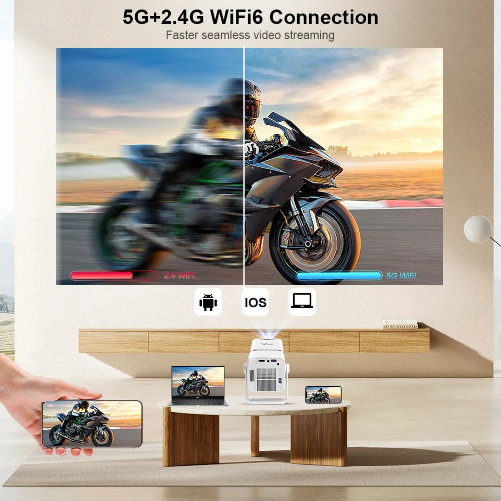 4k home projector, wifi projector, android smart projector, hdmi projector, bluetooth projector, 1080p projector, screen mirroring projector, 3d video projector, portable home cinema, thundeal td80w