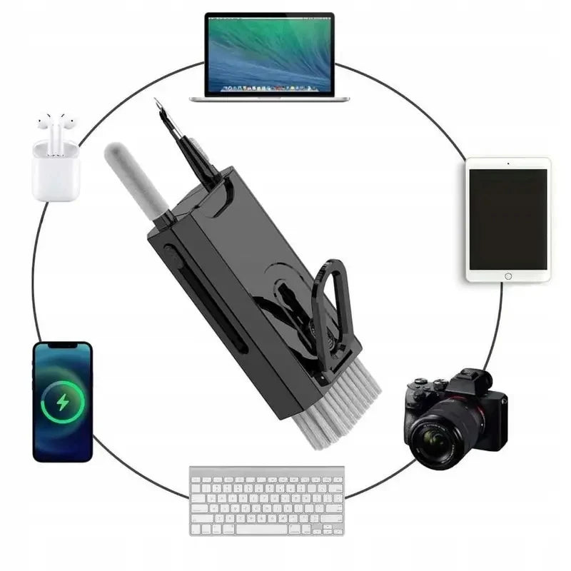 electronics cleaning kit, 8 in 1 cleaning tool, gadget cleaning set, keyboard cleaning kit, screen cleaner brush, phone cleaning kit, reusable tech cleaner, compact cleaning kit, device maintenance kit, portable electronics brush set