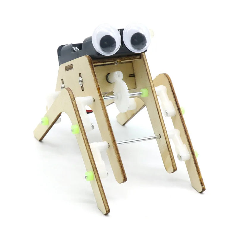spider robot kit, DIY robot kit, STEM toy, educational robot, wooden puzzle robot, mechanical spider, robotics kit, science toy, engineering toy, gifts for kids