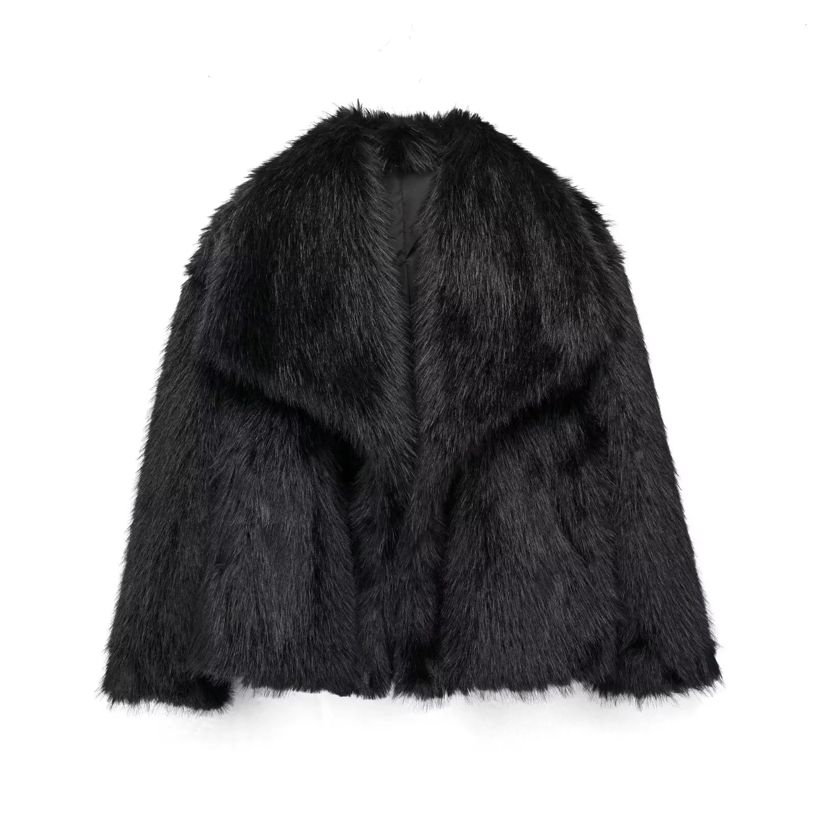 faux fur jacket, cropped jacket, womens winter coat, elegant outerwear, cozy fur jacket, stylish winter jacket, lapel collar coat, animal-friendly fashion, warm jacket, autumn fashion