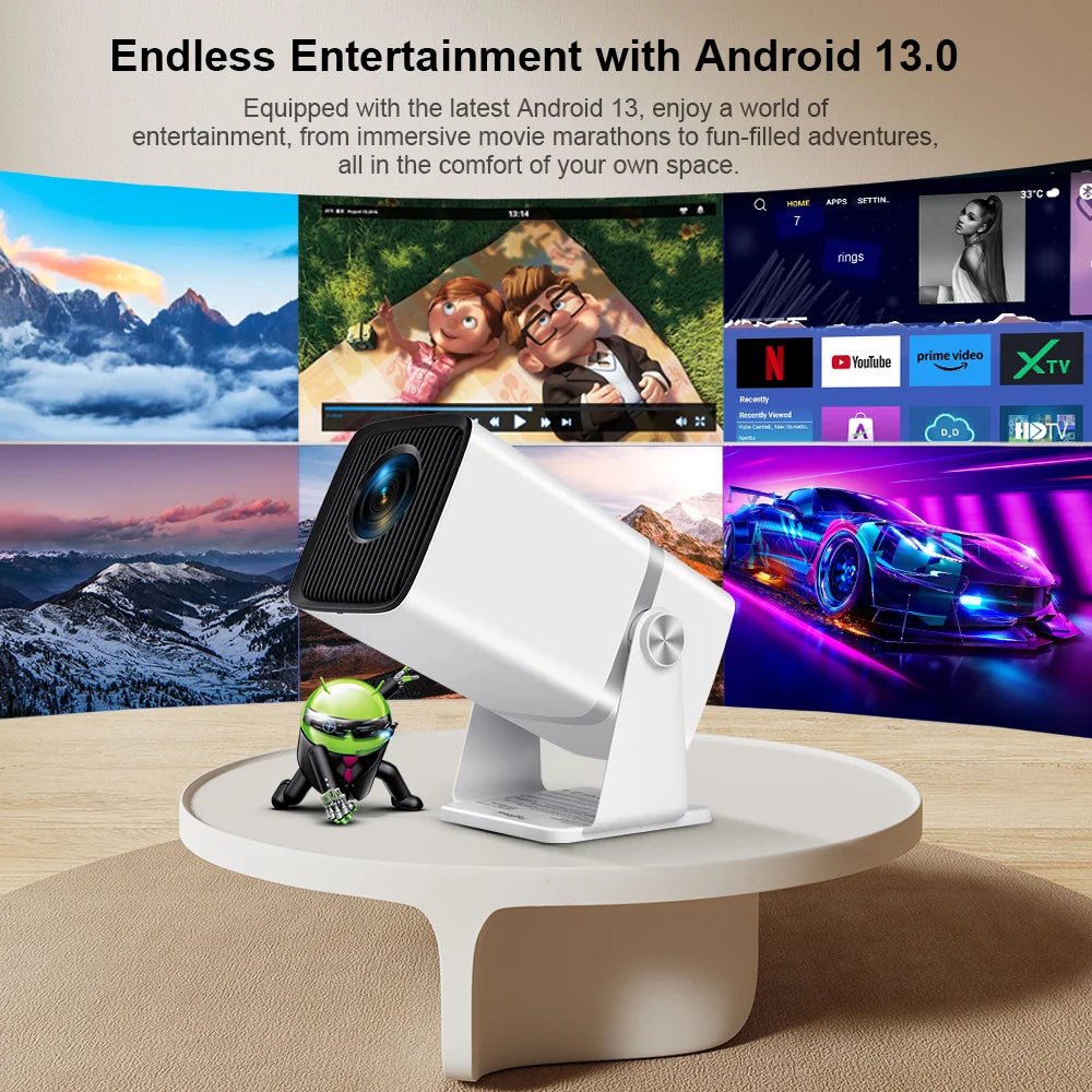 4k home projector, wifi projector, android smart projector, hdmi projector, bluetooth projector, 1080p projector, screen mirroring projector, 3d video projector, portable home cinema, thundeal td80w