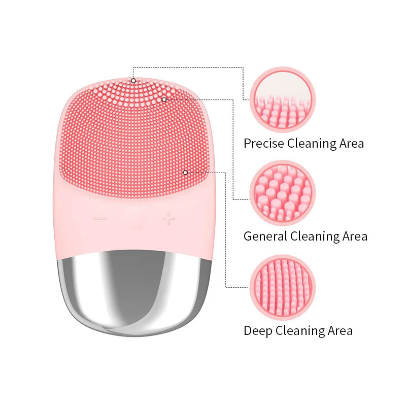 sonic face cleanser, electric facial brush, waterproof face brush, rechargeable face cleanser, deep pore cleanser, gentle face exfoliator, vibrating face brush, facial cleansing tool, skincare device, all skin types cleanser