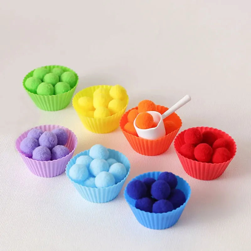 pom pom sorting toy, cognitive development toy, fine motor skills, educational toy, preschool learning, counting toy, color recognition, STEM toy, toddler toy, gifts for toddlers