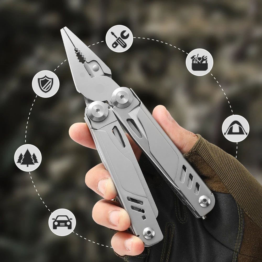multitool knife, pocket knife set, 18 in 1 tool, stainless steel multitool, camping multitool, survival gear, edc multitool, pliers multitool, handyman tool, outdoor knife set