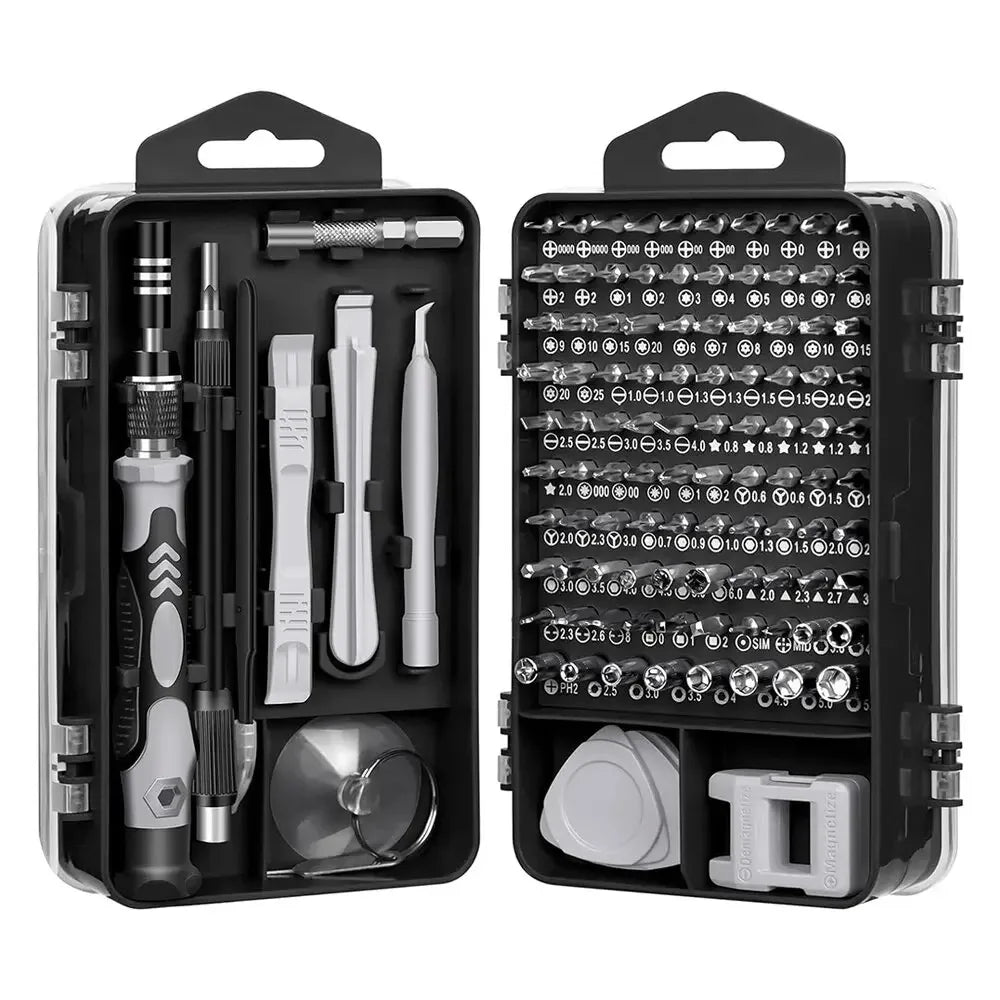 precision screwdriver set, electronics repair kit, 115 in 1 tool set, magnetic screwdriver bits, laptop repair tools, phone repair kit, diy electronics kit, portable tool kit, anti slip handle tools, gadget repair set