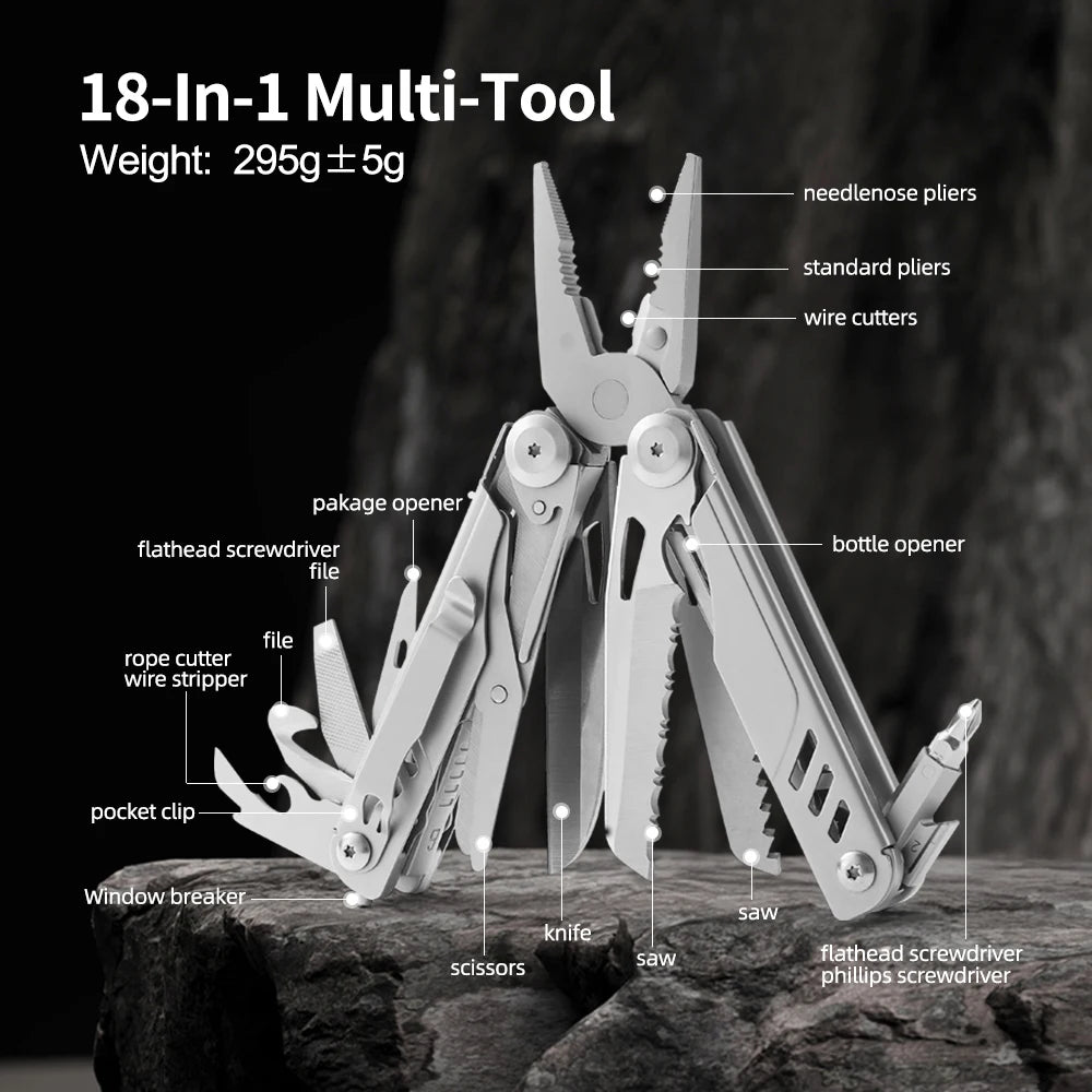 multitool knife, pocket knife set, 18 in 1 tool, stainless steel multitool, camping multitool, survival gear, edc multitool, pliers multitool, handyman tool, outdoor knife set