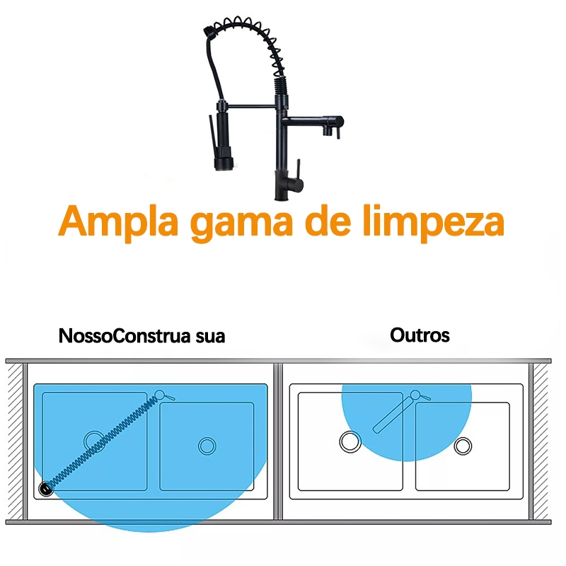 Torneira Cozinha Gourmet Monocomando Com Spray Extensor-preto