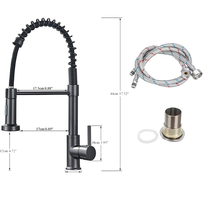 Gourmet Single-Handle Kitchen Faucet With Spray Extension-black