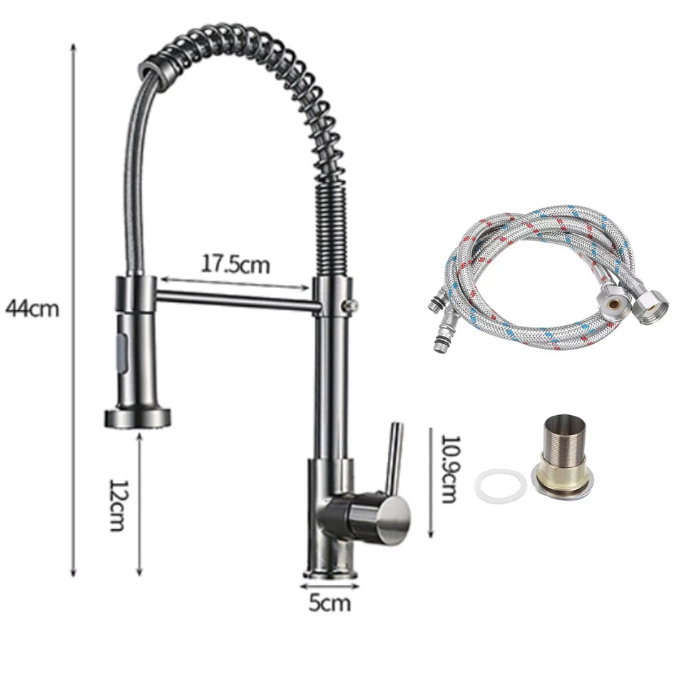 Gourmet Single-Handle Kitchen Faucet With Spray Extension-black