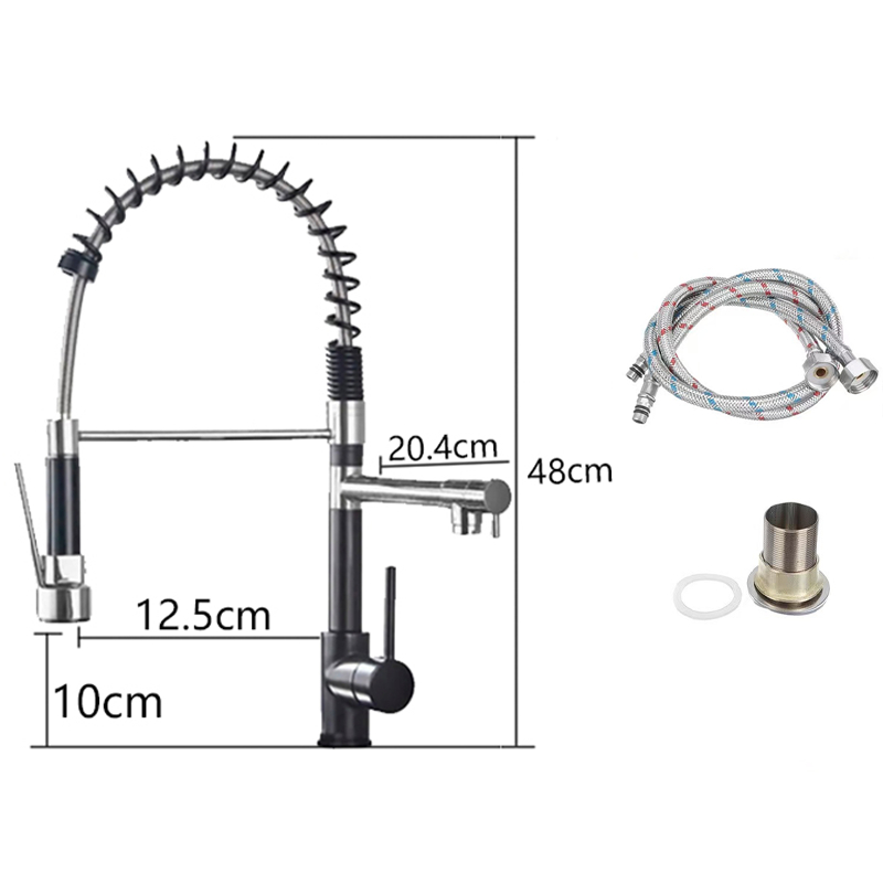 Gourmet Single-Handle Kitchen Faucet With Spray Extension-black