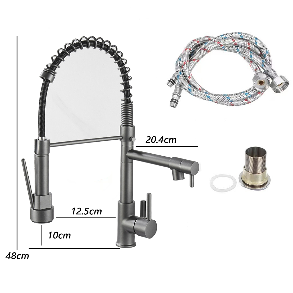 Gourmet Single-Handle Kitchen Faucet With Spray Extension-black