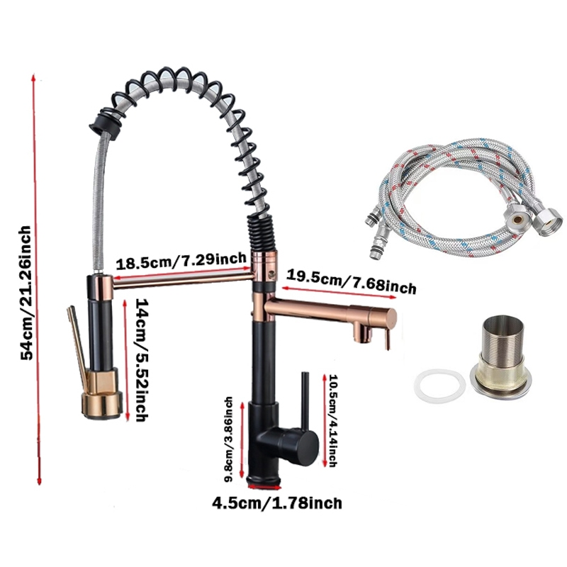 Gourmet Single-Handle Kitchen Faucet With Spray Extension-black