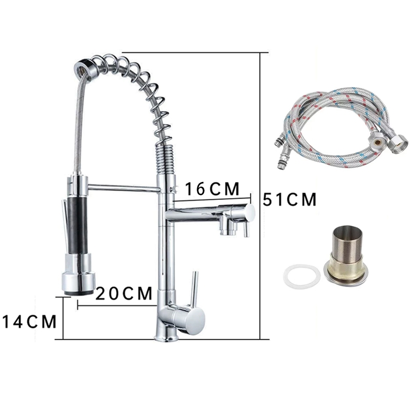 Gourmet Single-Handle Kitchen Faucet With Spray Extension-black