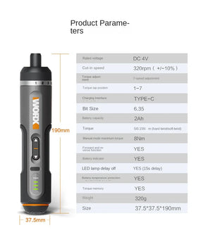 Worx 4V Electrical Screwdriver Sets WX242 Smart Cordless Electric Screwdrivers USB Rechargeable Handle 30 Bit Sets Power Tools