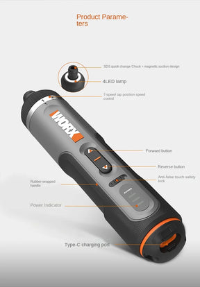 Worx 4V Electrical Screwdriver Sets WX242 Smart Cordless Electric Screwdrivers USB Rechargeable Handle 30 Bit Sets Power Tools