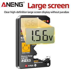 ANENG BT189 Button Cell Battery Tester 9V N D C AA AAA Universal Household LCD Display Battery Tester Power Bank Detectors Tools