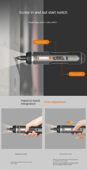 Worx 4V Electrical Screwdriver Sets WX242 Smart Cordless Electric Screwdrivers USB Rechargeable Handle 30 Bit Sets Power Tools