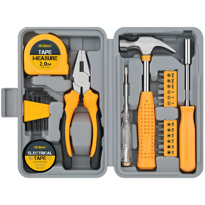 Hi-Spec 24-Piece Compact Home & Office DIY Hand Tool Kit Set for Household Improvement Repairs