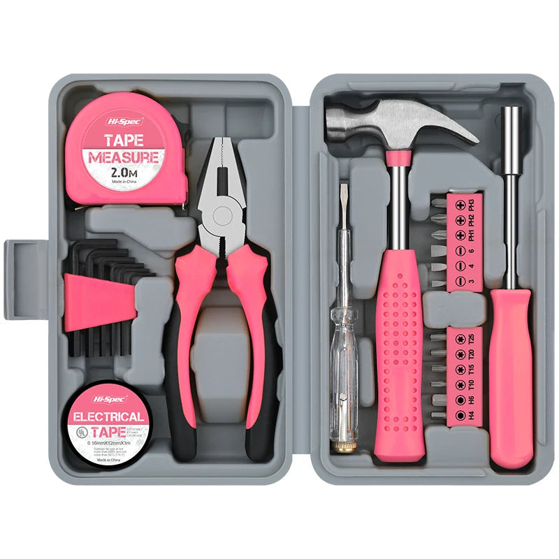 Hi-Spec 24-Piece Compact Home & Office DIY Hand Tool Kit Set for Household Improvement Repairs