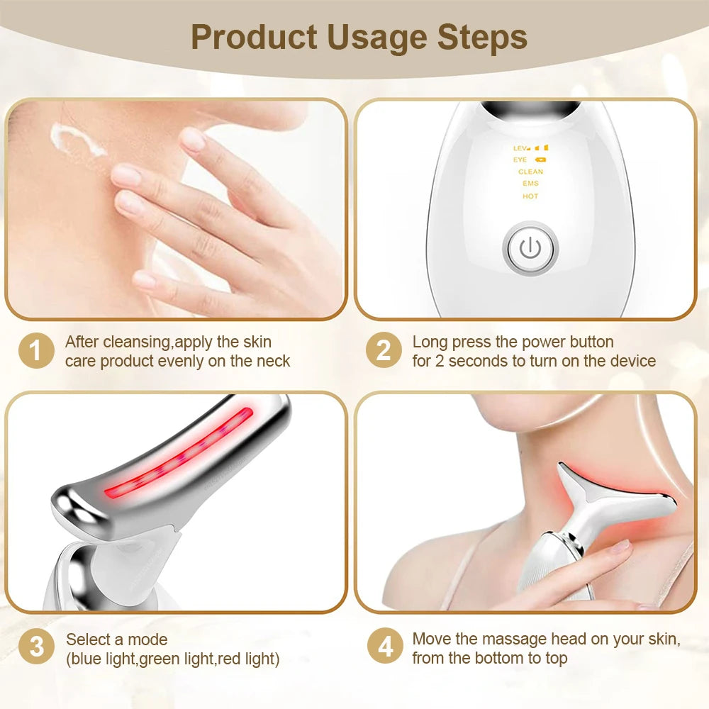 Facial Massager EMS Facial Microcurrent Anti-aging Facial Massager Red Light Therapy Skin Tightening Neck Face Lifting Massager